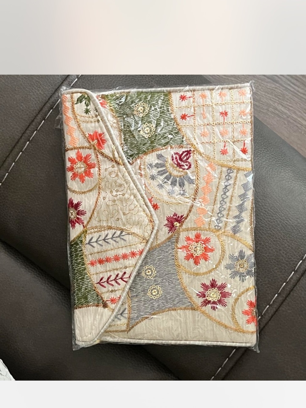Embroidered Floral Patchwork Home Accent - Cream & Multicolor